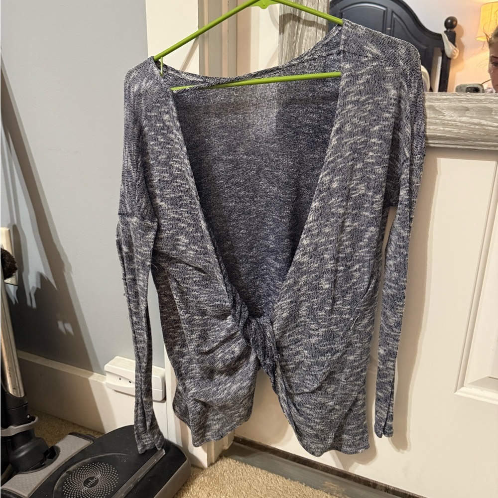 Dusty Blue Open Back Knit Top